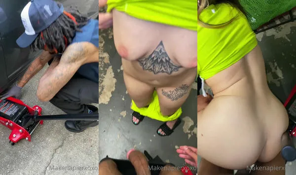 Makenapierxoxo Takes And Sucks The Mechanic’s Cock