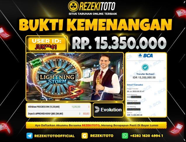 BUKTI KEMENANGAN 26 JULI 2025 LIGHTNING STROM 15 JUTA  