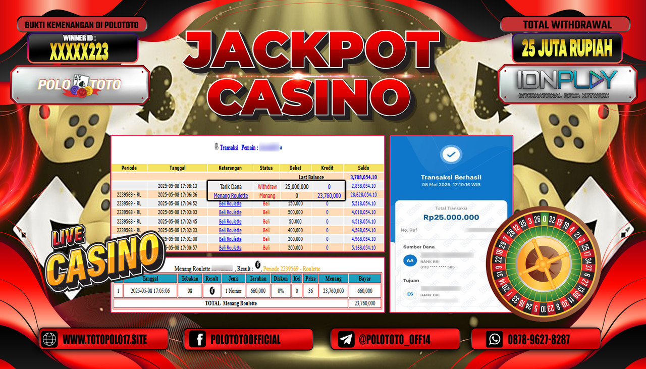 POLOTOTO JACKPOT CASINO ROULETTE Rp.25.000.000,-