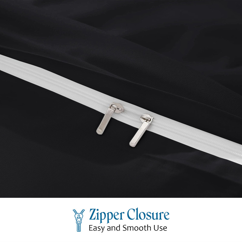 Picture of 1000 TC 100% Egyptian Cotton Duvet set Zipper Closur Ultra Soft Durable and Fade Resistant Color Black Solid size Full