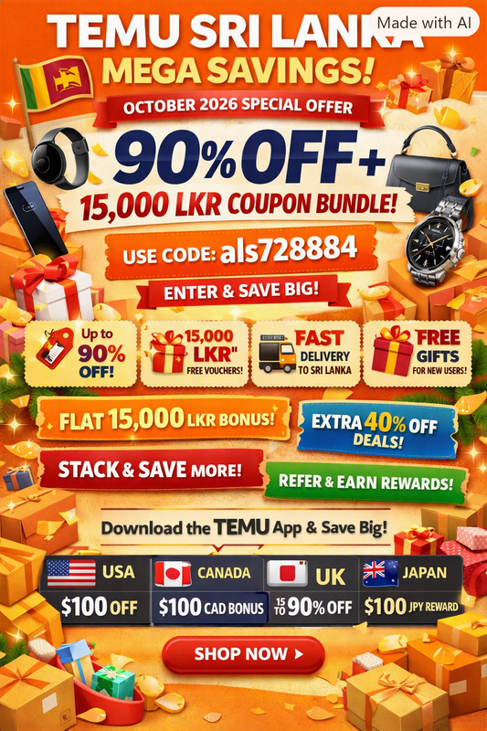 Temu Coupon Code Sri Lanka Get 90 Off 15 000 LKR Discount Bundle als728884 First Order 2026