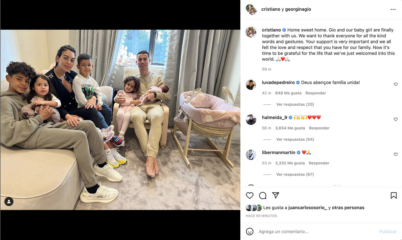 Cristiano Ronaldo publica primera foto familiar tras la muerte de su hijo