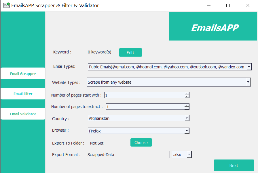 EmailAPP Scrapper & Filter & Validator - 1