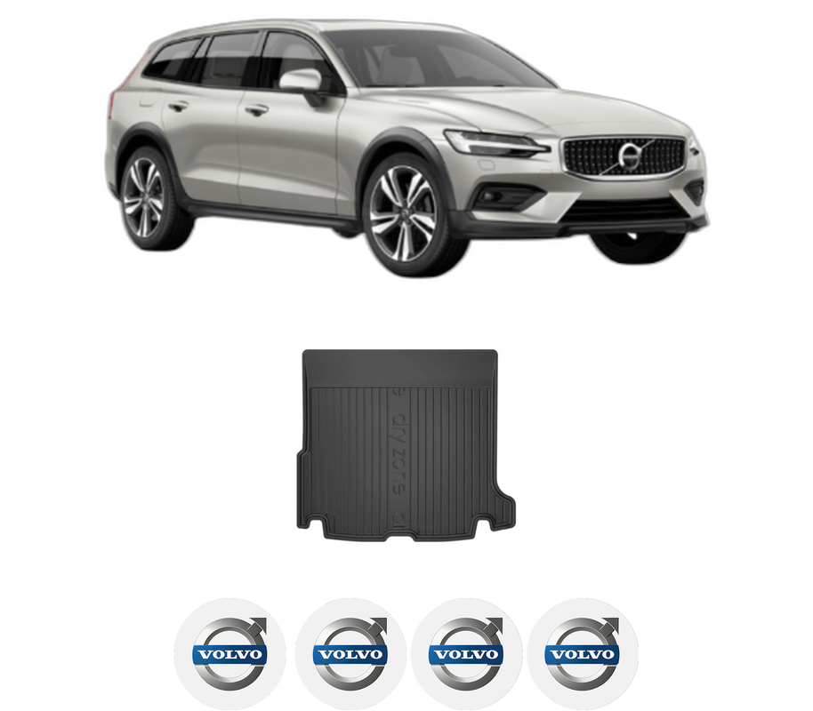 Tavita Portbagaj VOLVO V60 II Cross Country (227) din 2018-2022, Protectie Portbagaj Auto, 4x Stickere auto cu VOLVO