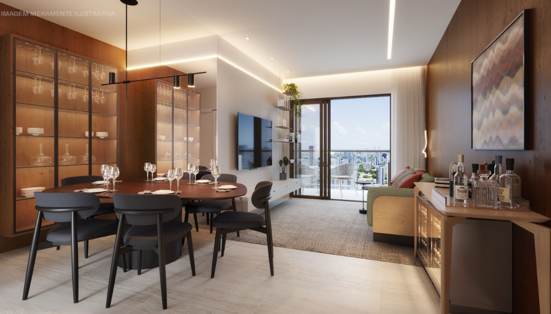 Sala ampla para dois ambientes com iluminação natural