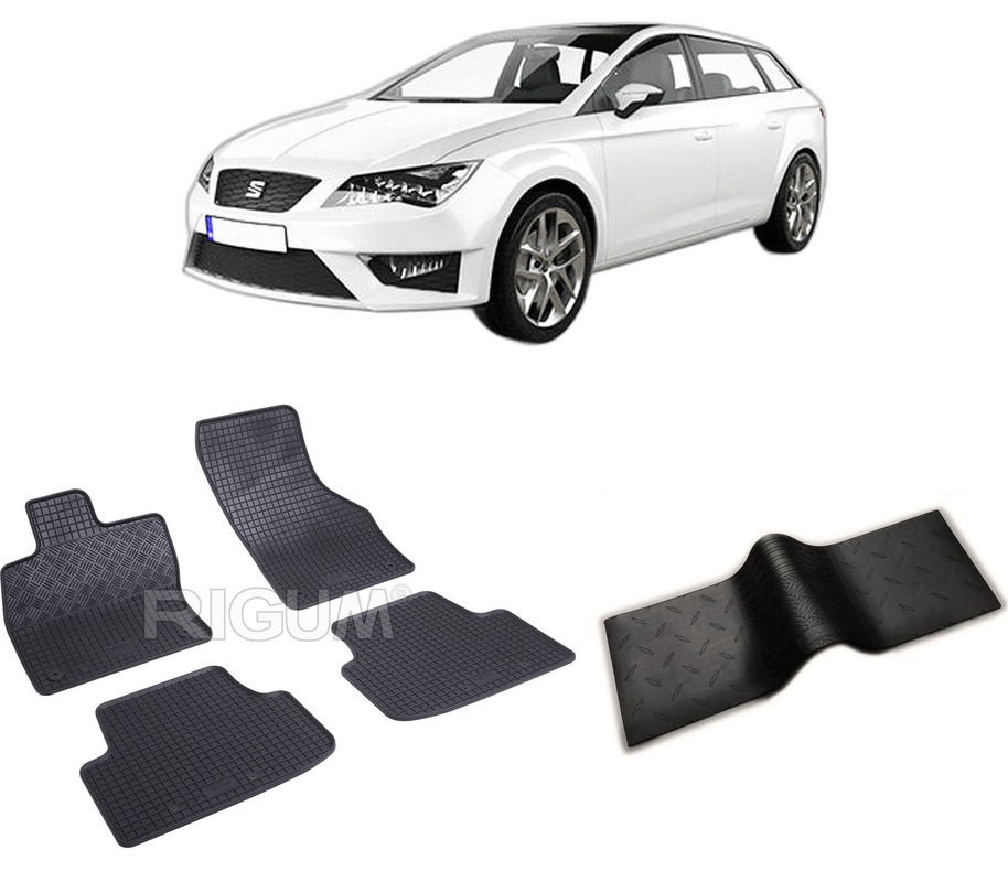 Set covorase auto SEAT LEON IV KL din 03.2020-PREZENT, cu covoras tunel median, CAROSERIE COMBI, Presuri cauciuc 100%, compatibil cu autoturismul SEAT LEON IV KL, Rigum