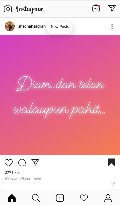 Mantan istri Raul yang bernama Shechah Sagran alias Atha ini memposting sebuah ujaran di Instagram miliknya, Rabu (13/11/2019).