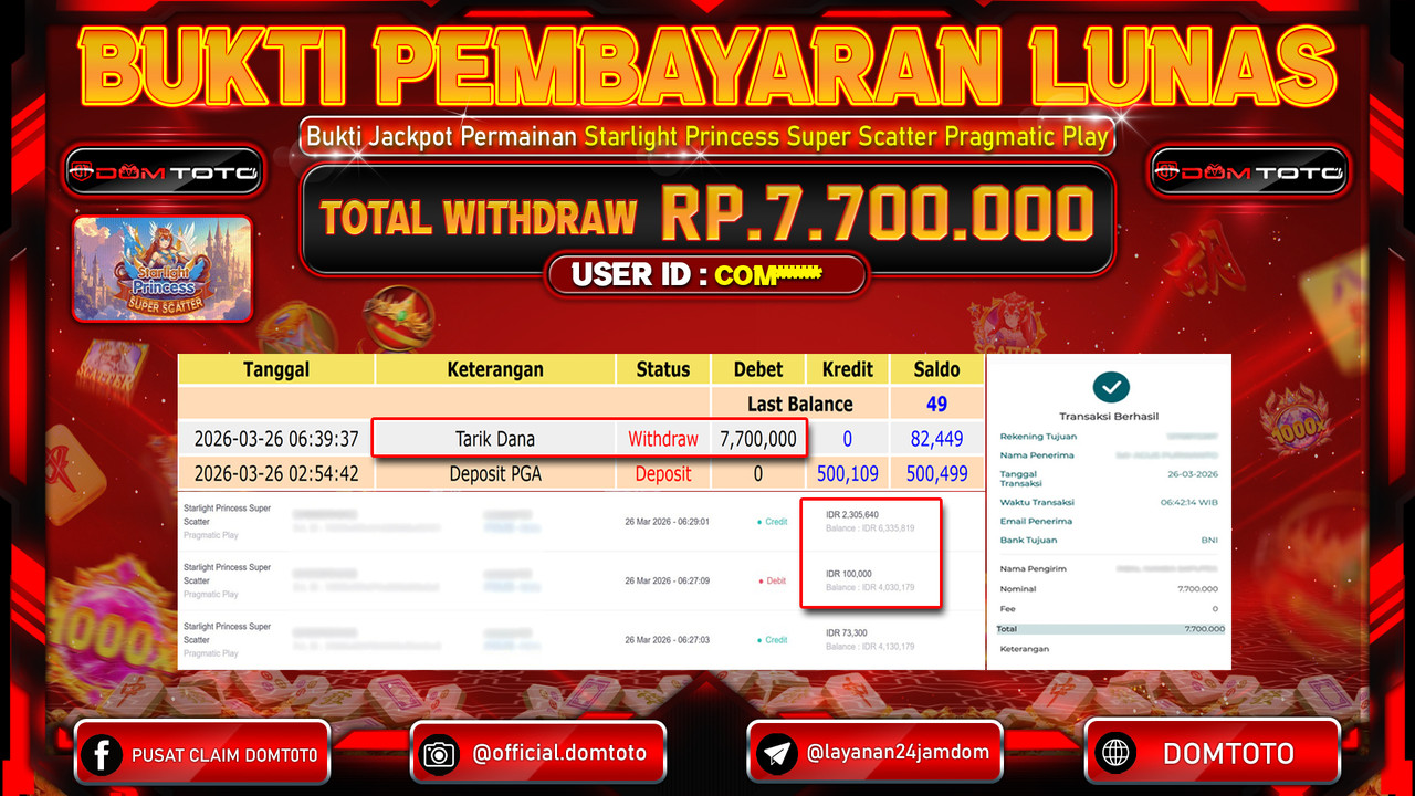 JACKPOT SLOT Starlight Princess Super Scatter Pragmatic Play 26 MARET 2026