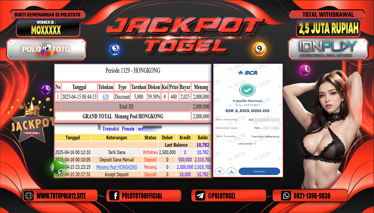 POLOTOTO JACKPOT TOGEL POOL HONGKONG Rp.2.500.000,- LUNAS