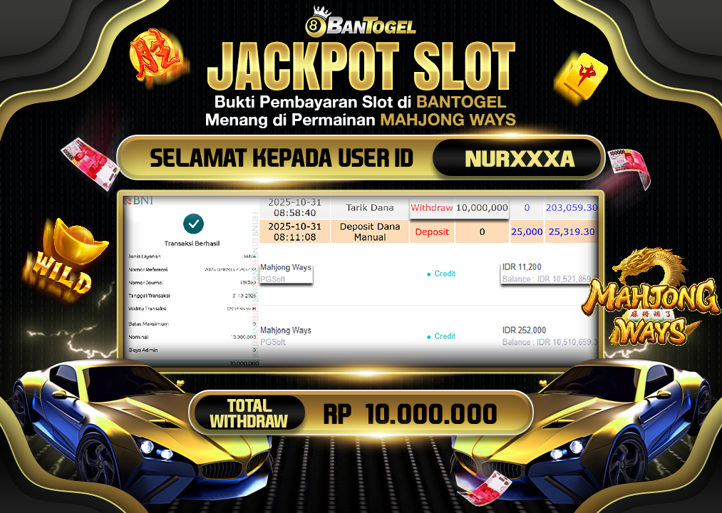 BUKTI JACKPOT LUNAS BANTOGEL