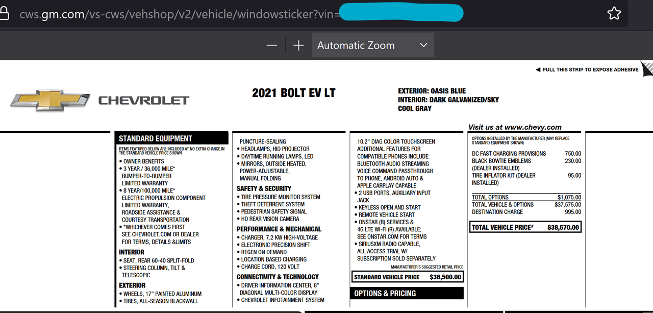 The actual Bolt according to GM