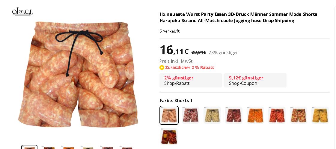 2023-07-19 13_01_44-Hx neueste Wurst Party Essen 3D-Druck Männer Sommer Mode Shorts Harajuku Strand