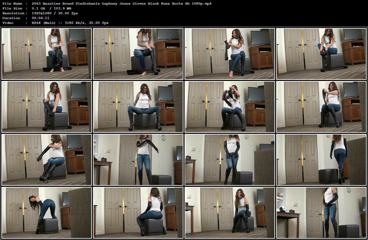 2063 Beauties Bound Tiedinheels Daphney Jeans Gloves Black Knee Boots Hh 1080p mp4
