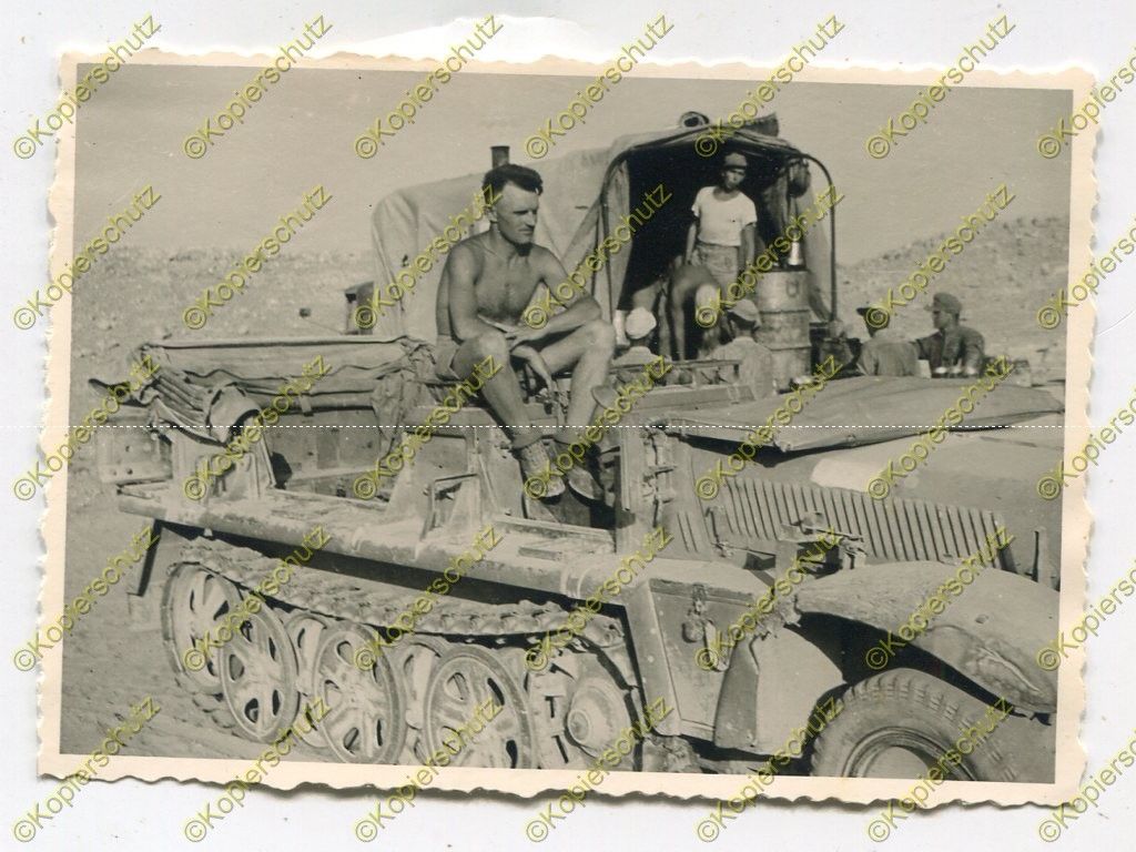 Foto, DAK, Afrikakorps, Sdkfz, Halbkette und Feldküche,