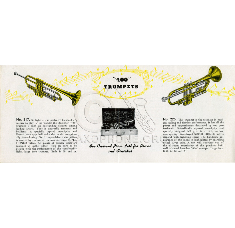 1954 Buescher Catalog models 217 and 225 400s