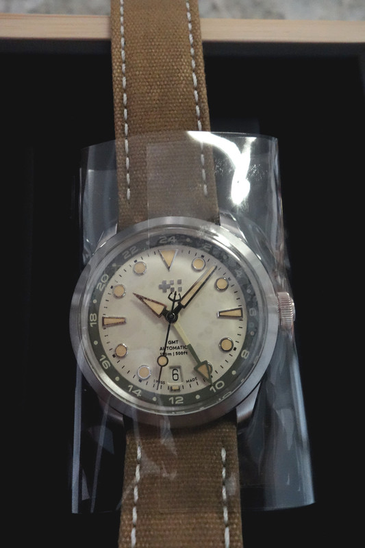 Christopher Ward C65 Dune GMT White Sand Khaki Green