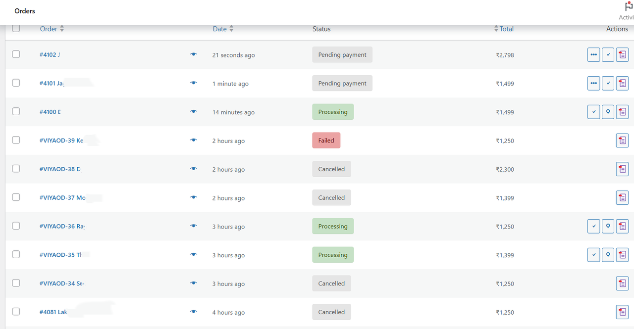 Orders Page