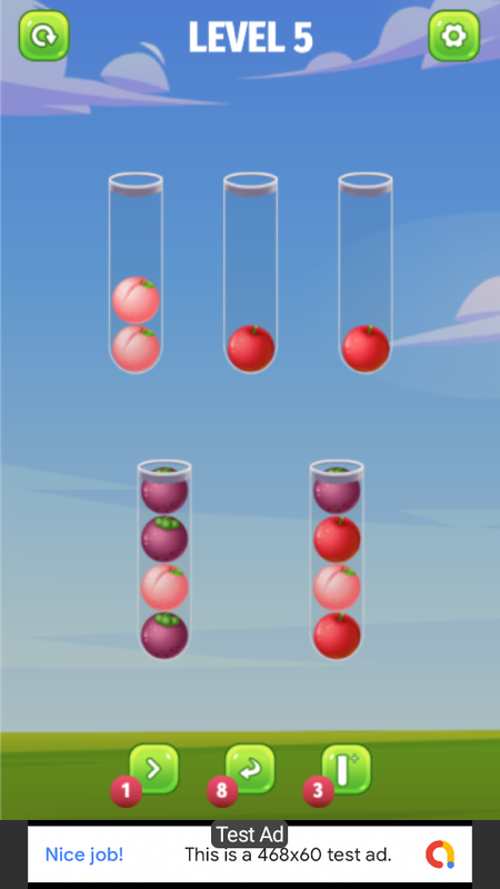 Fruit Sort - Puzzle Game Android Studio Project with AdMob Ads + Ready to Publish