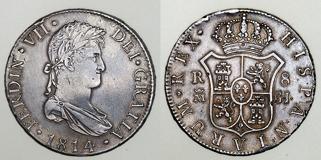 8 reales Fernando VII. Madrid 1814 (busto laureado). PAS6392b