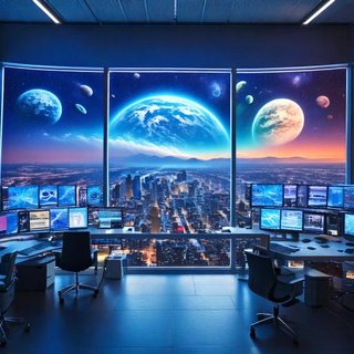 Firefly Великий панорамний кабінет в стилі кіберфантастики. Рлсередині 3D монітор на всю висоту кімн