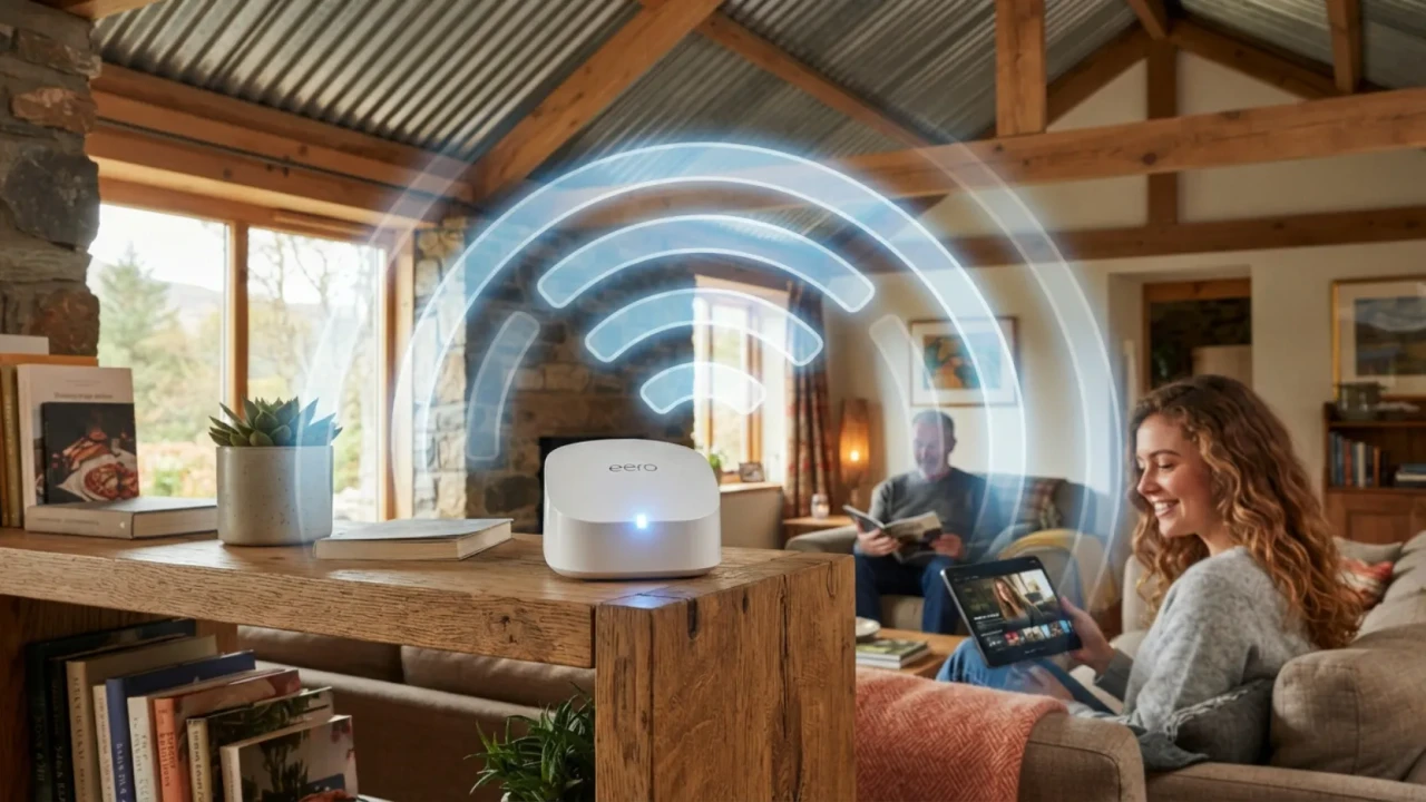 WiFi router inside metal roof home showing indoor signal unaffected
