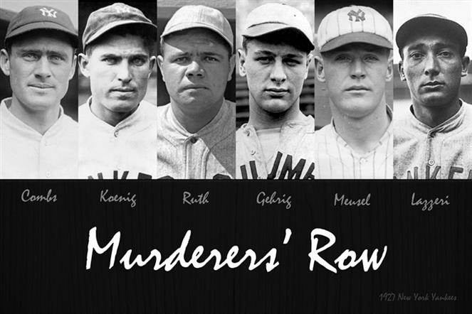 La primera línea de bateadores de los Yankees de 1927-28, ganadora de la serie mundial La primera línea de bateadores de los Yankees de 1927-28, ganadora de la serie mundial
