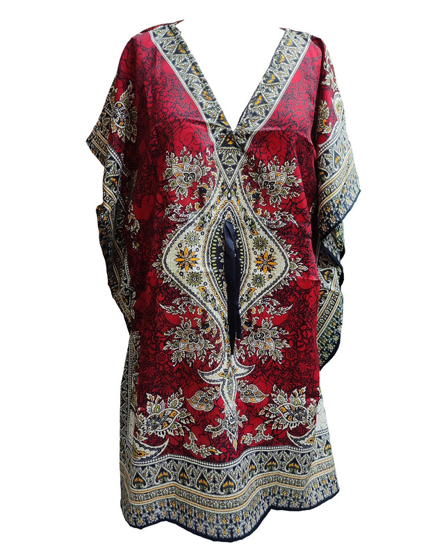 Women Kaftan Short Maxi Kaftan Hippy Boho Tunic Plus Size Dress Nightdress - Picture 18 of 33