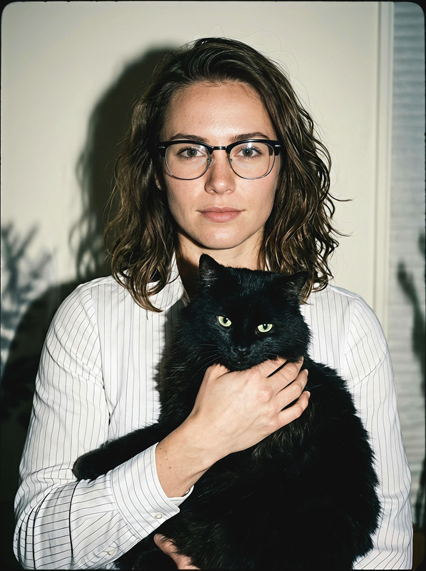 Pinstripe Editorial Cat Portrait | PromptGet