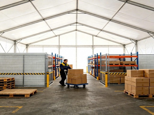 Lingtong warehousing tent used as manufacturing storage warehouse