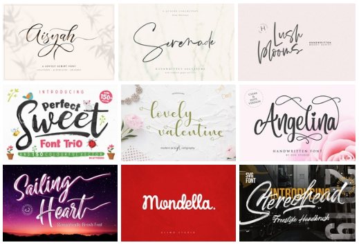 9 Fonts Collection (Handwritting Fonts)