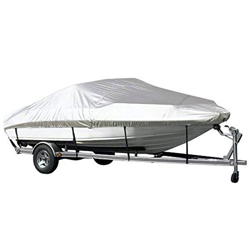 Grey Heavy Duty Waterproof Tarp Covers with Storage Bag, Fits V-Hull, Fish&Ski, Pro-Style, Fishing, Runabout, Bass Boats, 16-18FT(570cm*300cm)
