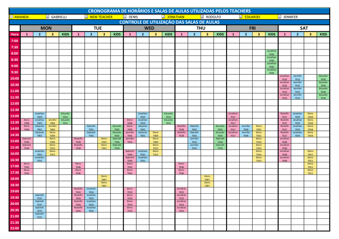 Cronograma de Horários