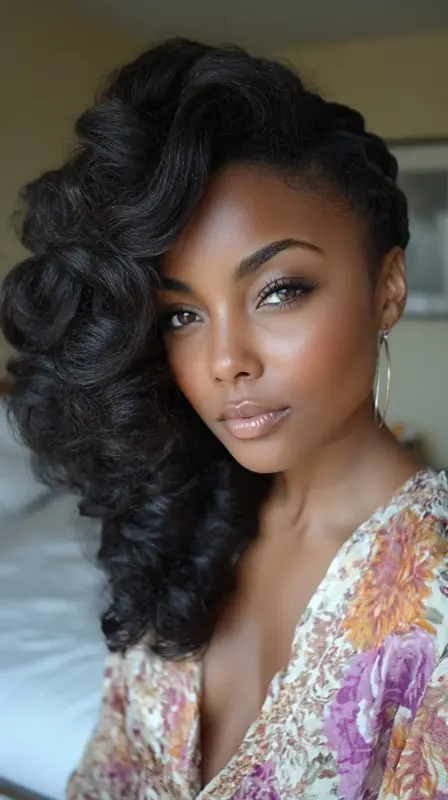 Effortless Allure: The Timeless Side Sweep - black women side part