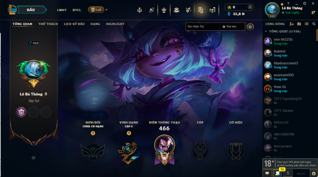 Acc LMHT # - Không Khung