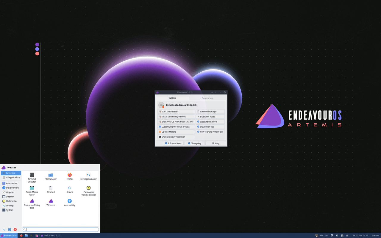 Linux EndeavourOS 22.6 Artemis