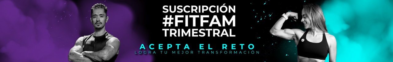 Fitness promotion with running man and offer details in Spanish.