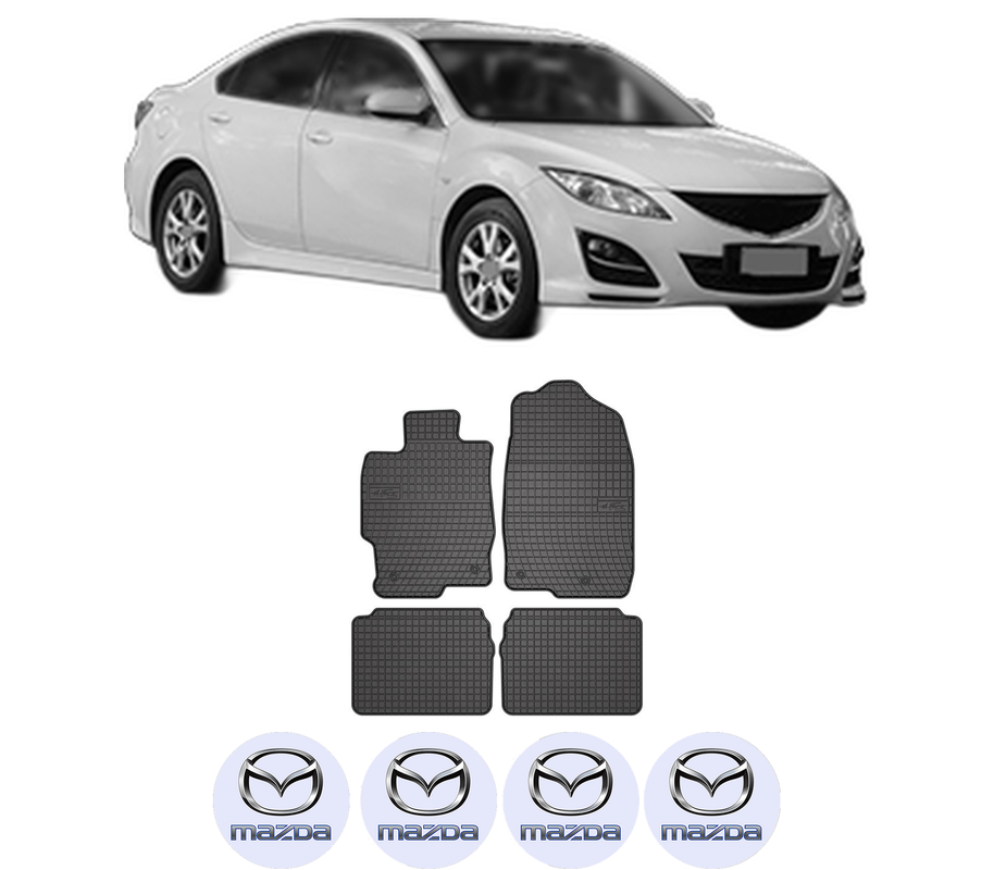 Set covorase presuri MAZDA 6 Hatchback (GH) din 2007-2013, auto, din cauciuc thermoplastic, 4 Stickere auto cu MAZDA