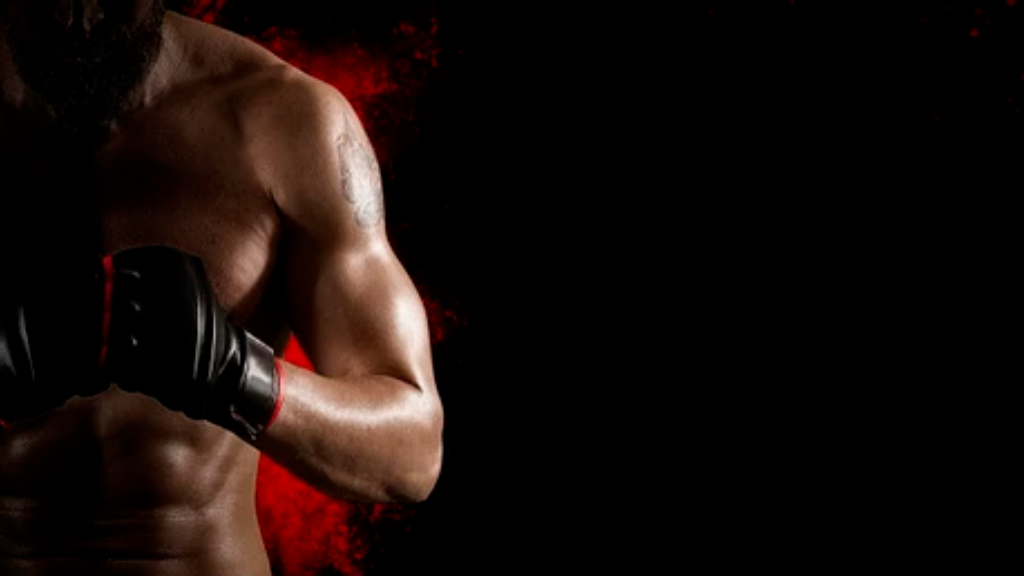 Luchador de MMA preparándose para la pelea