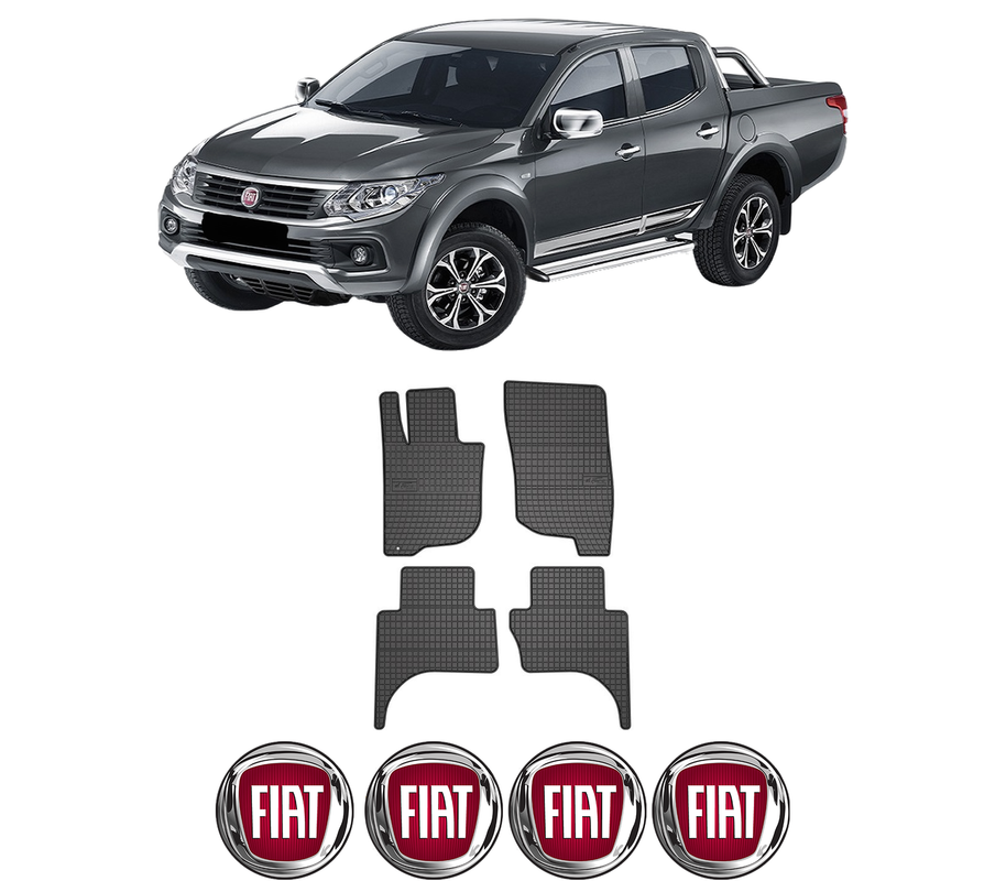 Set covorase presuri FIAT FULLBACK Pickup (502_, 503_) din 2016, auto, din cauciuc thermoplastic, 4 Stickere auto cu FIAT