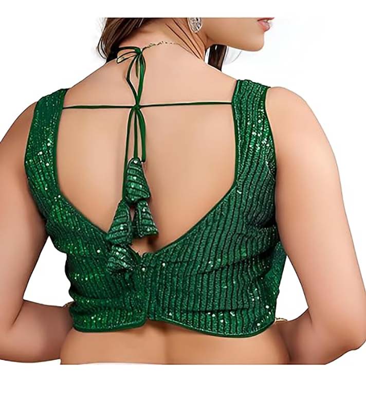 Women Georgette Blouse Sequin Work Full Sticth Sari Blouse Traditional Partywear - Picture 11 of 34
