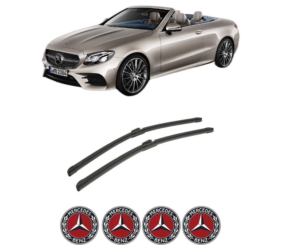 Set stergatoare auto MERCEDES-BENZ E-CLASS Convertible (A238) din 2017-2021, pentru parbriz auto, 2 bucati, Bosch Aerotwin, din cauciuc siliconat rezistent, 4 Stickere Auto MERCEDES-BENZ