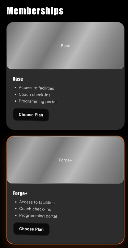 Forge Strength Club mobile view