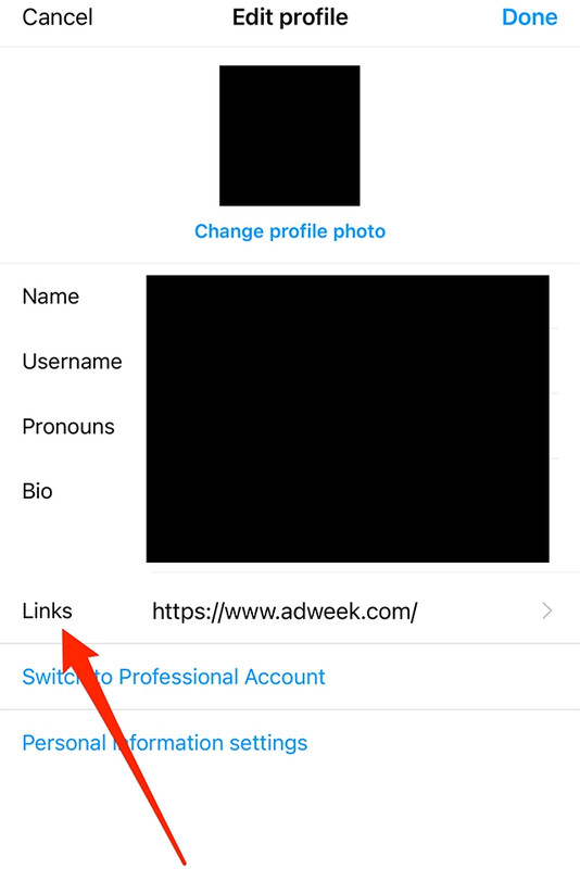 Instagram: cómo eliminar un enlace de sitio web de su perfil
