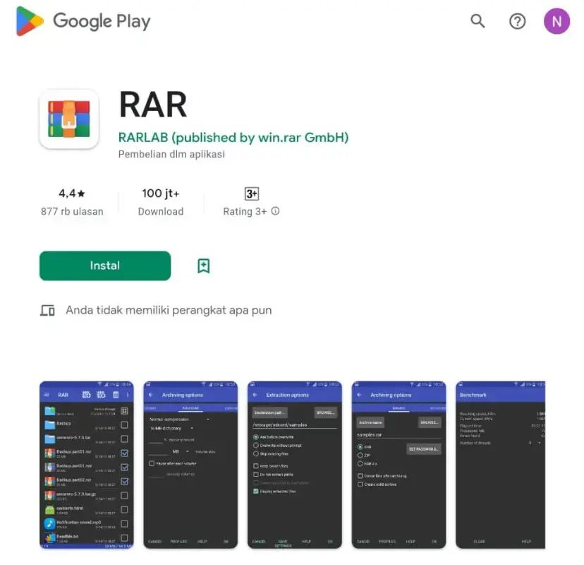 Aplikasi winrar hp android