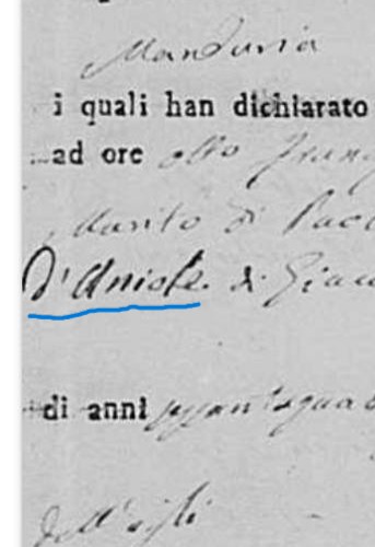 Aatto di morte di Francesco Di Giacomo di Daniele