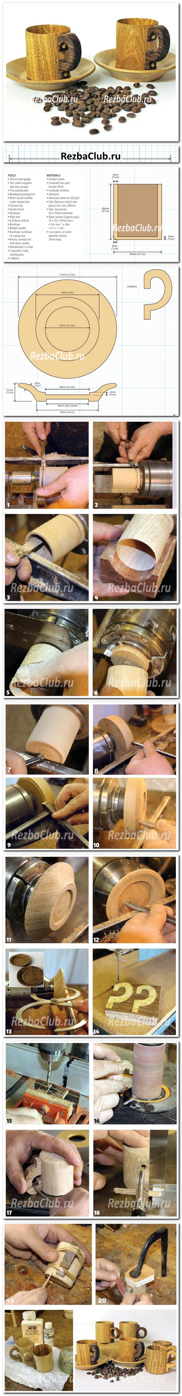 Инструкция токарю по дереву - кружка с ручкой