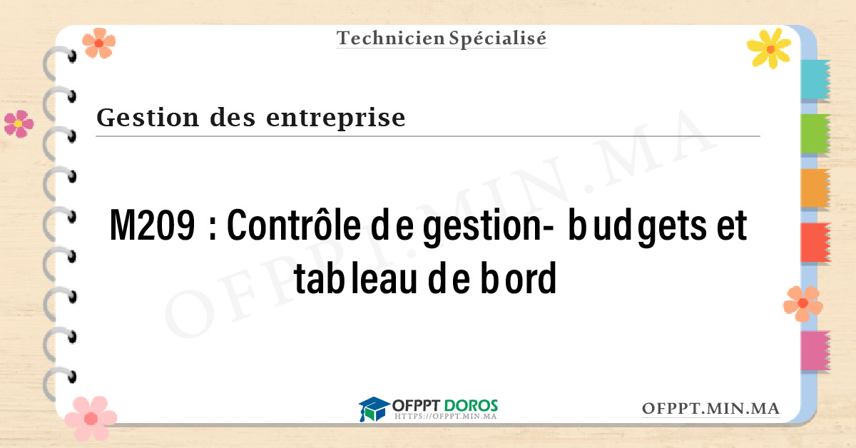 Sommaire détaillé du cours Contrôle de gestion- budgets et tableau de bord M209 OFPPT - Structure du module