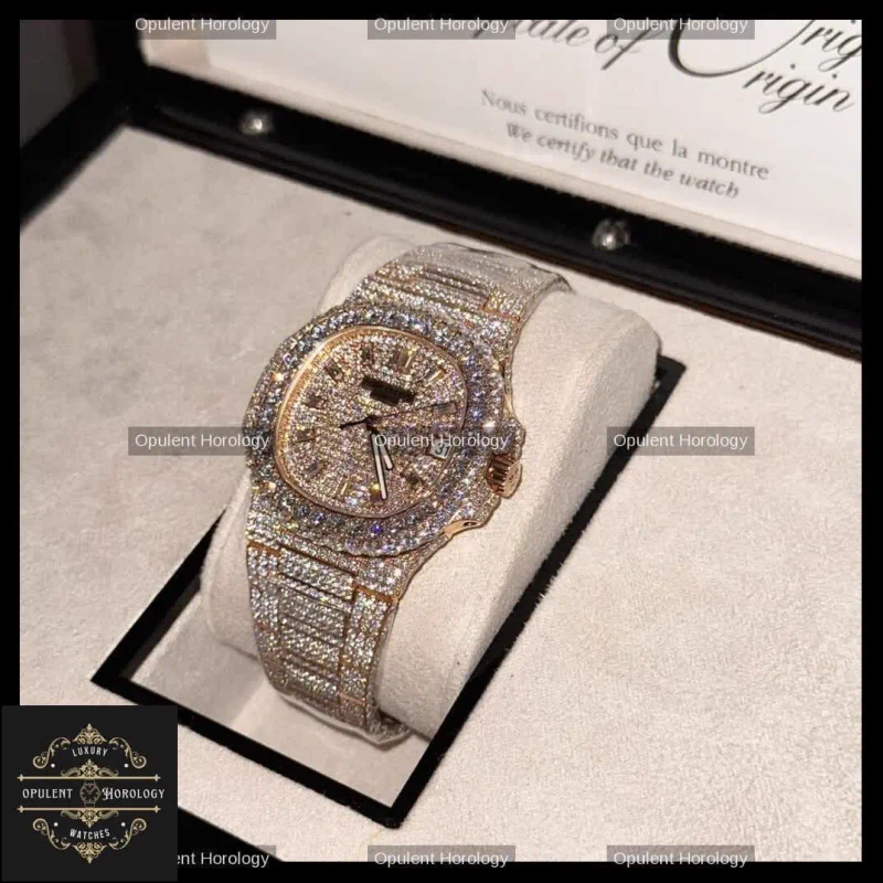 Patek Philippe Nautilus 5719 – 40 mm Full Moissanite 18K Gold-Plated Edition - Super Clone