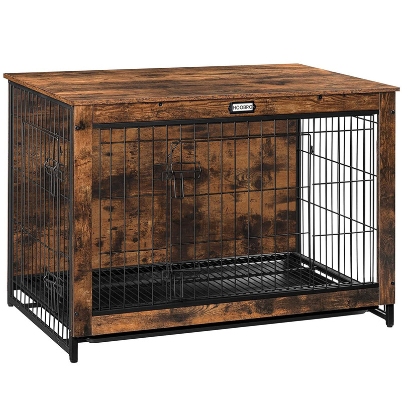 HOOBRO 38.6-Inch Large Dog Crate Furniture with Pull-Out Tray