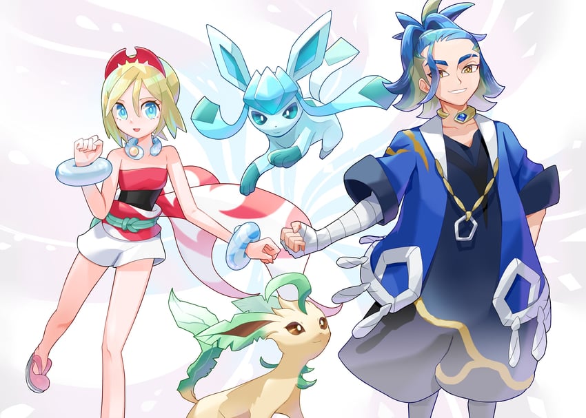 glaceon-irida-leafeon-and-adaman-pokemon